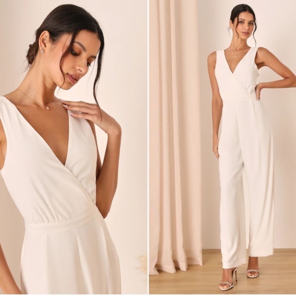 LULU's Chic Sexy Lace Wedding Bridal Shower Rehearsal Dinner Jumpsuit Pantsuit - Picture 3 of 5